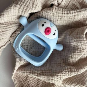 Smily Mia, gryzak silikonowy, pingwin, jasnoniebieski